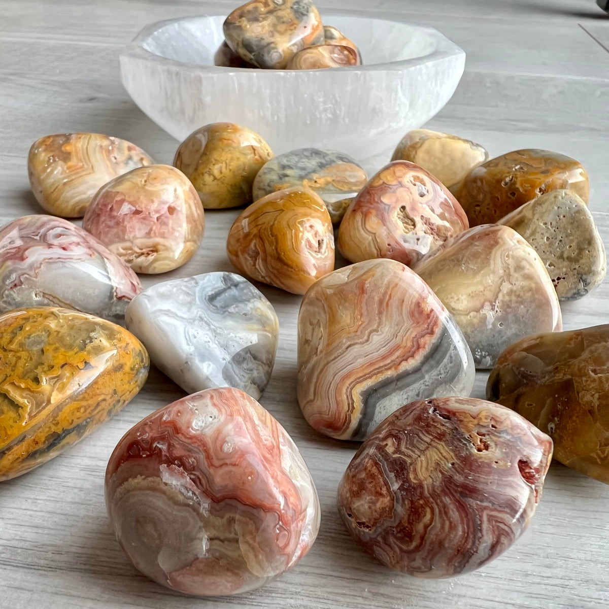 Crazy Lace Agate Large Tumbled Pocket Stone Specimen – Wholehearted Crystal Creations