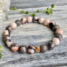 Pink Jasper with Hematite Spacer Stretch Bracelet with Rose Gold spacer