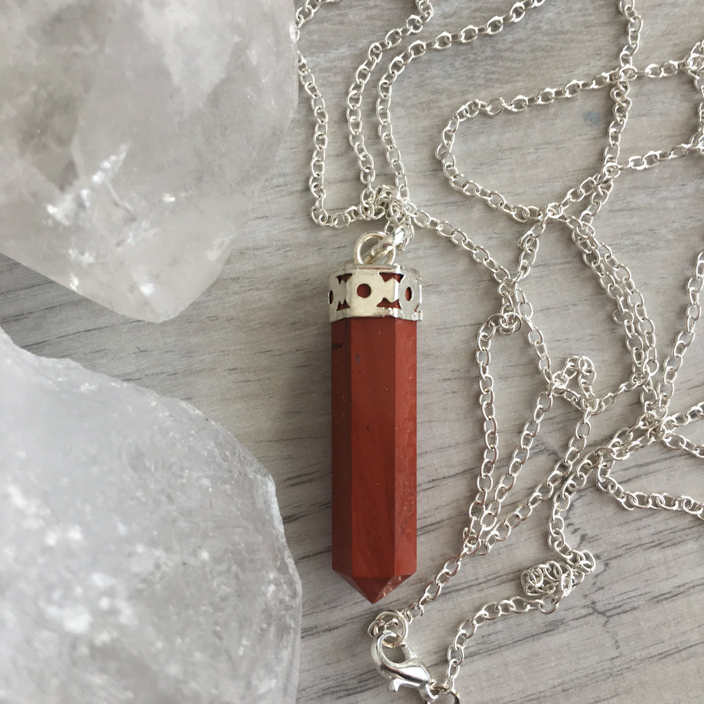 Red Jasper Long Chain Pendant Necklace – Wholehearted Crystal Creations