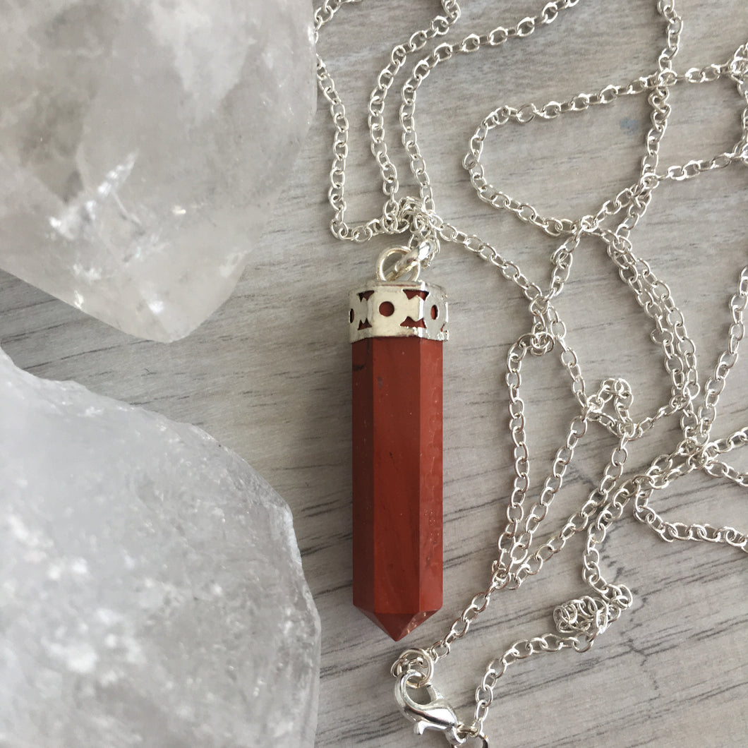Red Jasper Long Chain Pendant Necklace – Wholehearted Crystal Creations