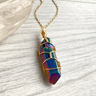 Titanium Aura Quartz Wire Wrapped Necklace – Wholehearted Crystal Creations