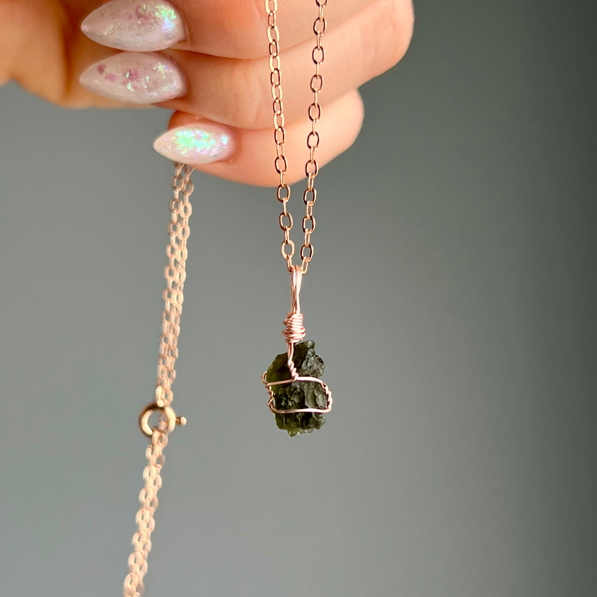 Moldavite Small Wire Wrapped Necklace – Wholehearted Crystal Creations