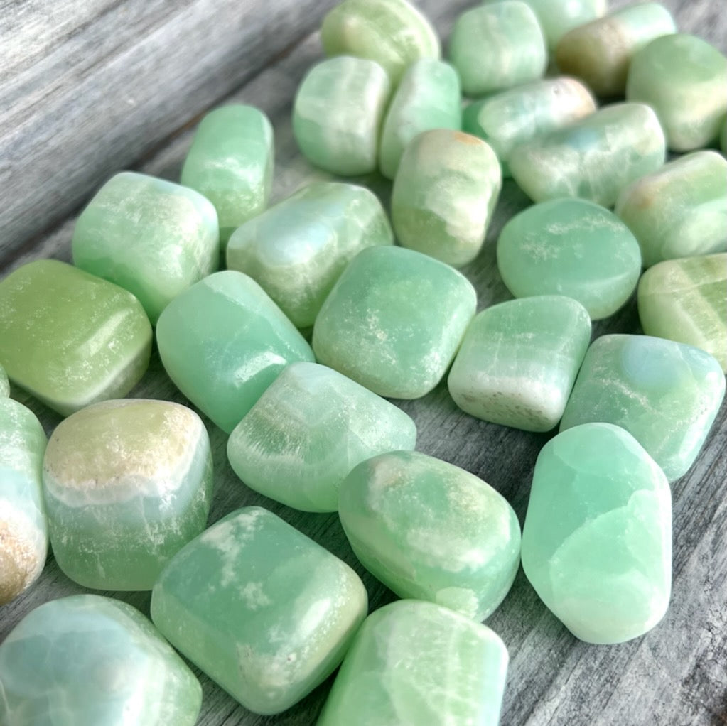 Green (pistachio) Calcite Tumbled Crystal Specimen (Med