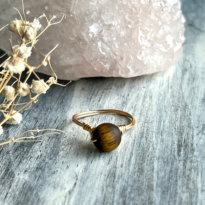 Tigers Eye Wire Wrapped Ring