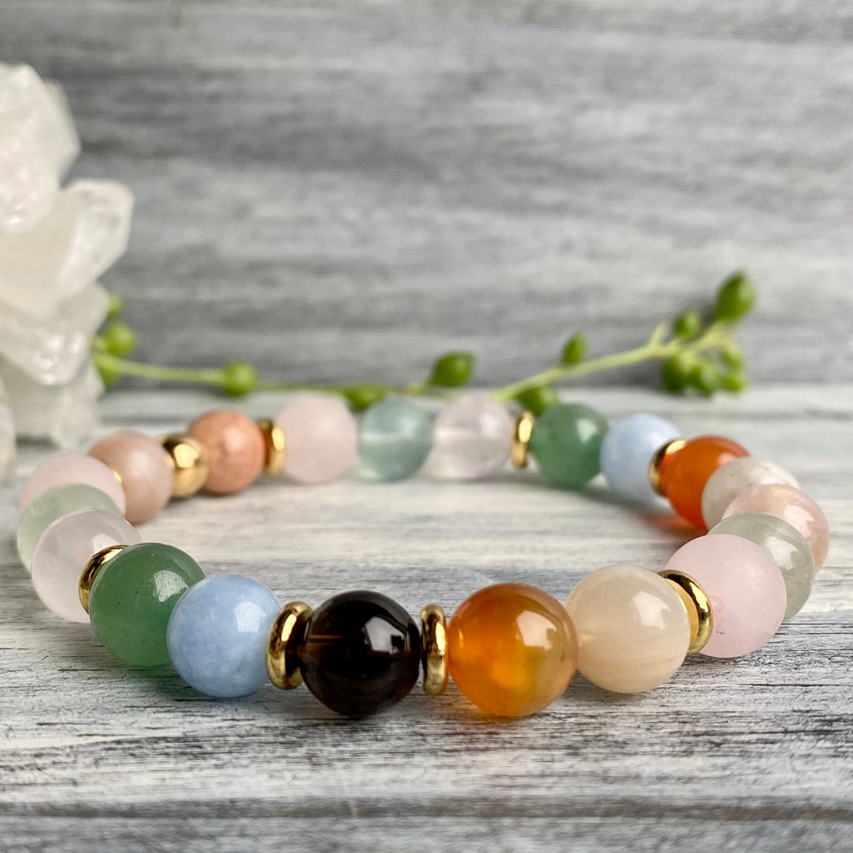 Fertility & Pregnancy Support Intention Bracelet with Gold Hematite Spacers – Wholehearted Crystal Creations