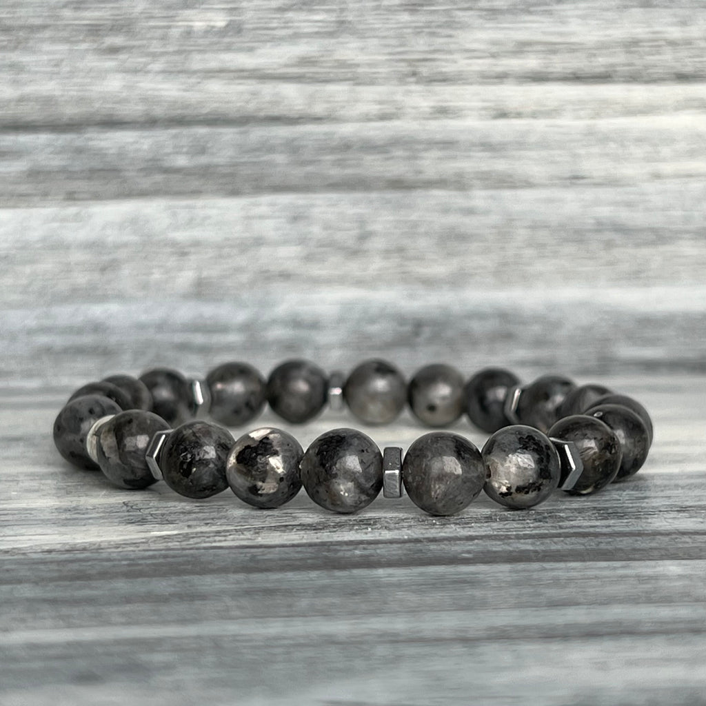 Larvikite Black Labradorite Hematite Stretch Bracelet – Wholehearted Crystal Creations