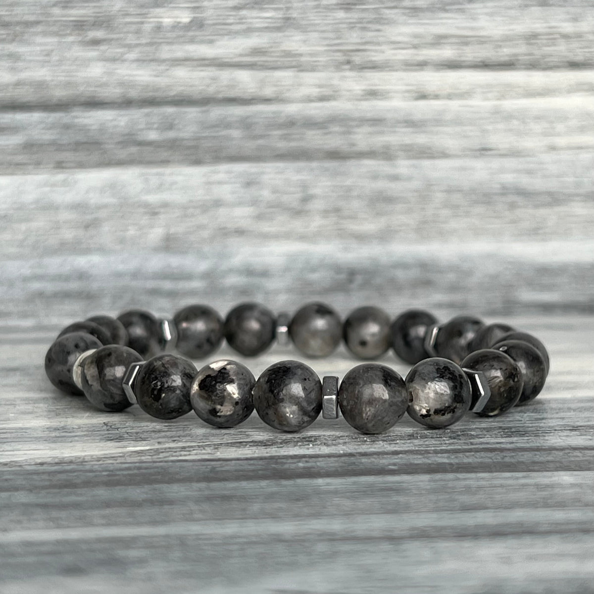 Larvikite Black Labradorite Hematite Stretch Bracelet – Wholehearted Crystal Creations
