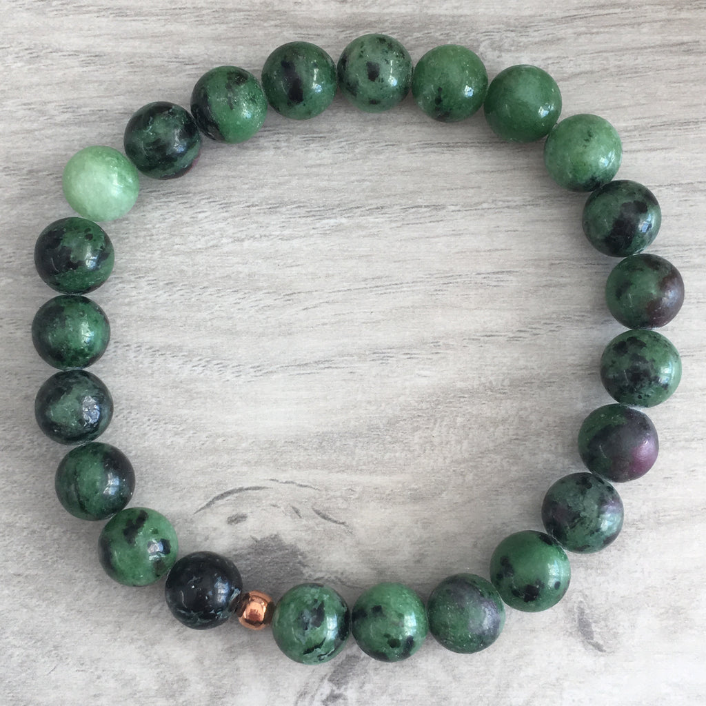 Ruby in Zoisite Stretch Bracelet – Wholehearted Crystal Creations