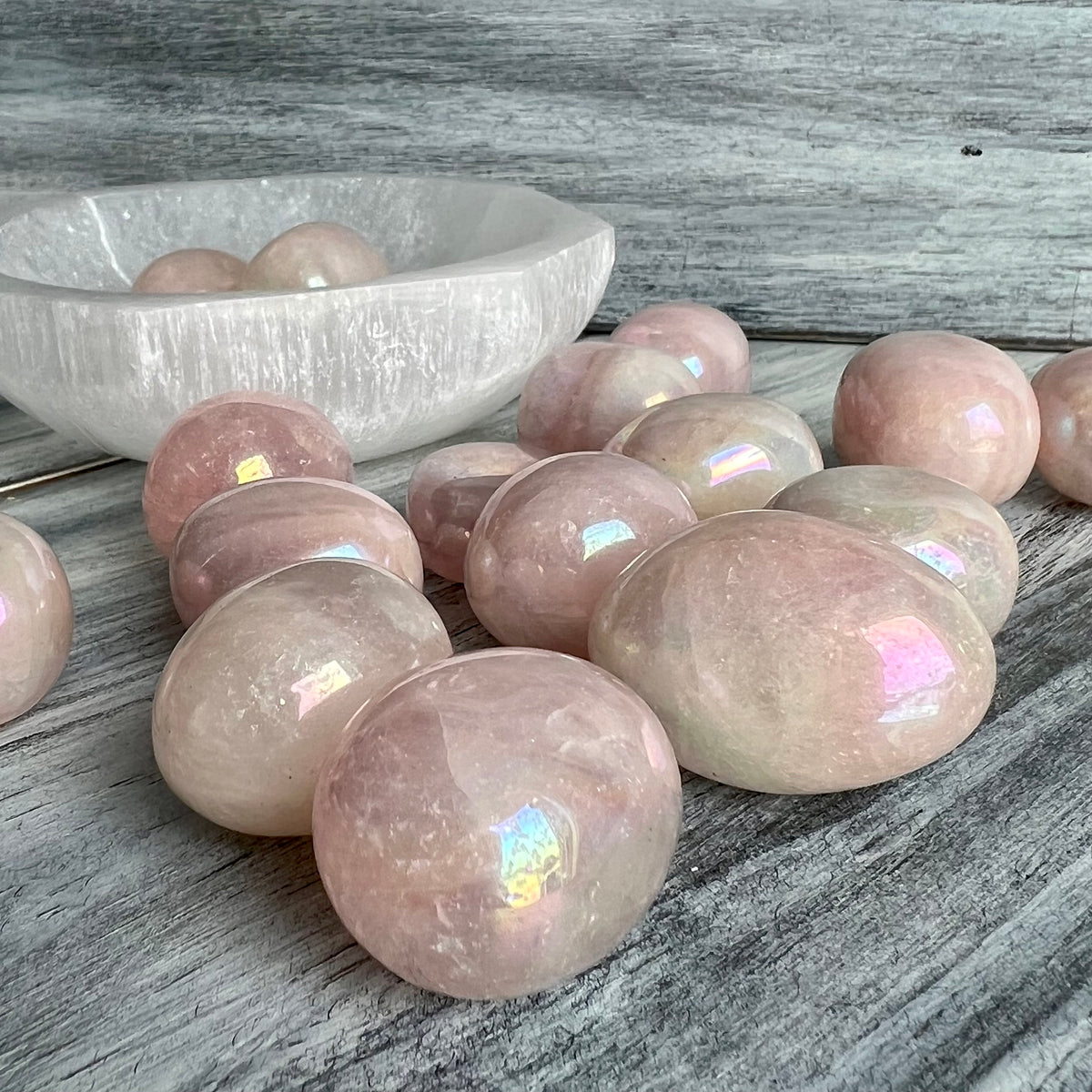Angel Aura Rose Quartz Tumbled Pocket Stone Specimen – Wholehearted Crystal Creations