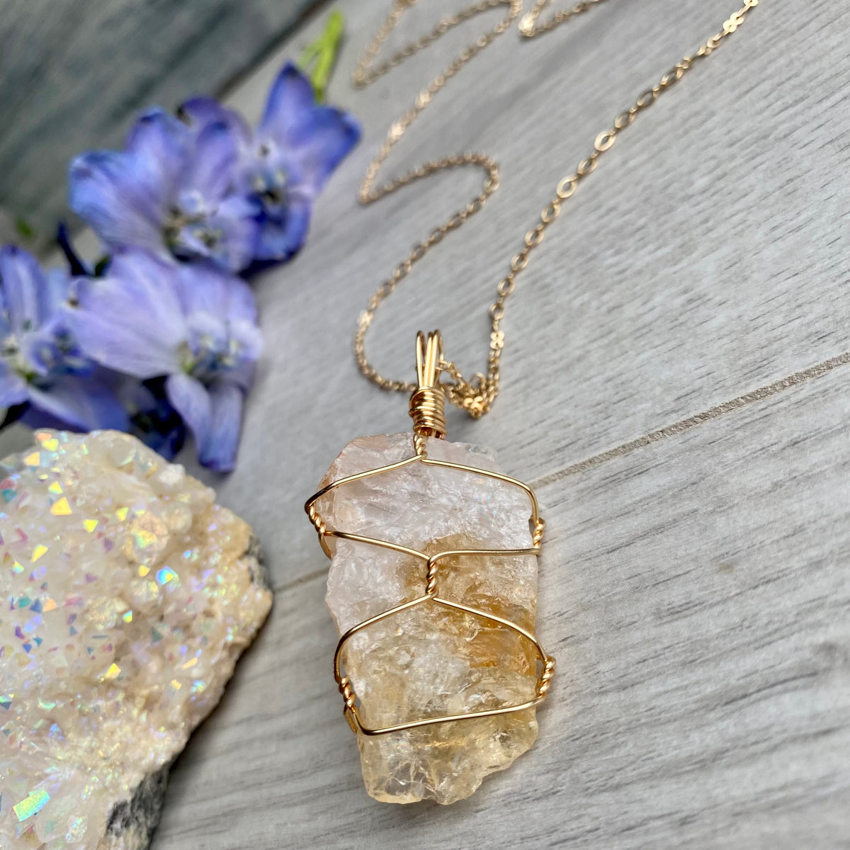 Citrine Wire Wrapped Crystal Necklace – Wholehearted Crystal Creations