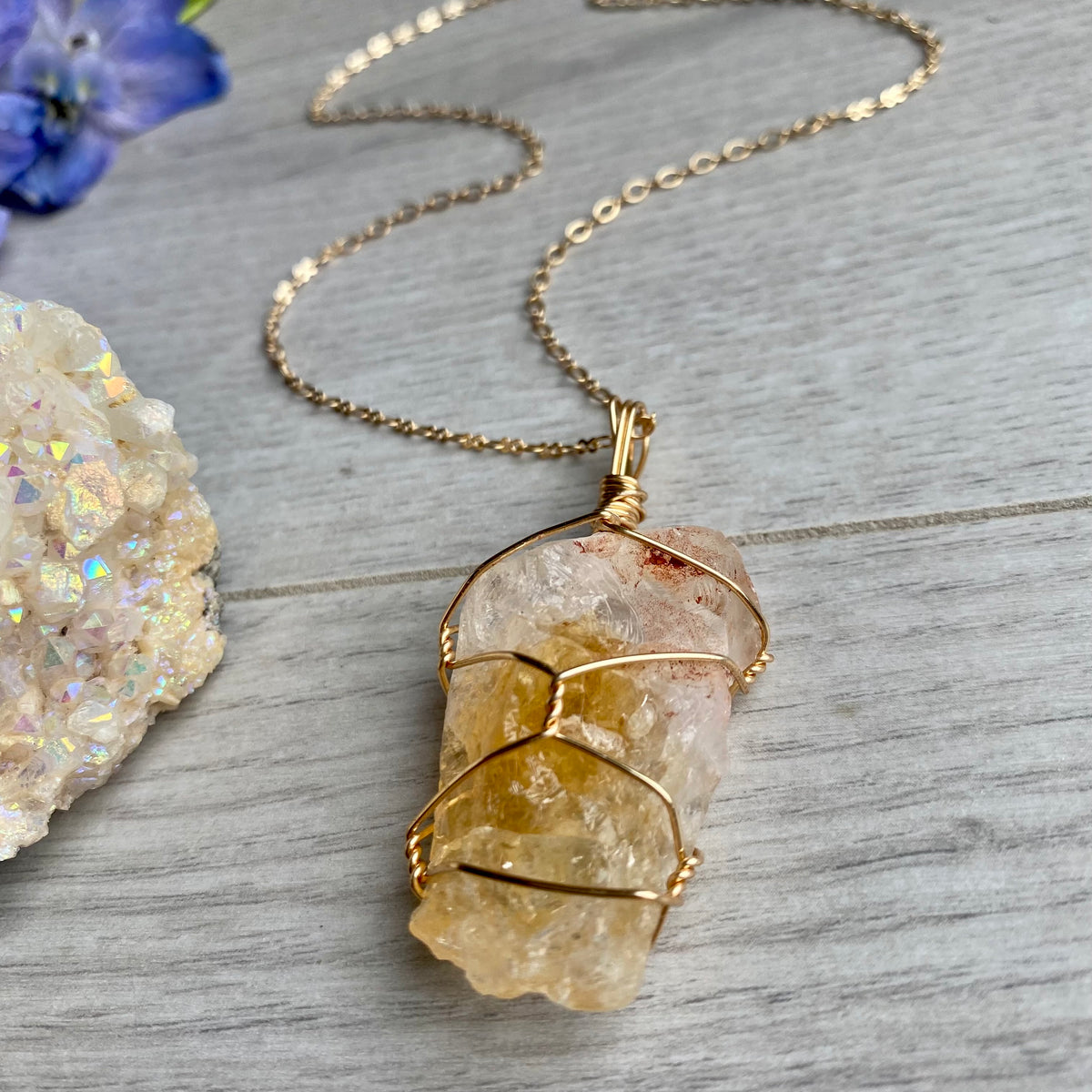 Citrine Wire Wrapped Crystal Necklace – Wholehearted Crystal Creations