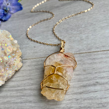 Citrine wire wrapped crystal necklace