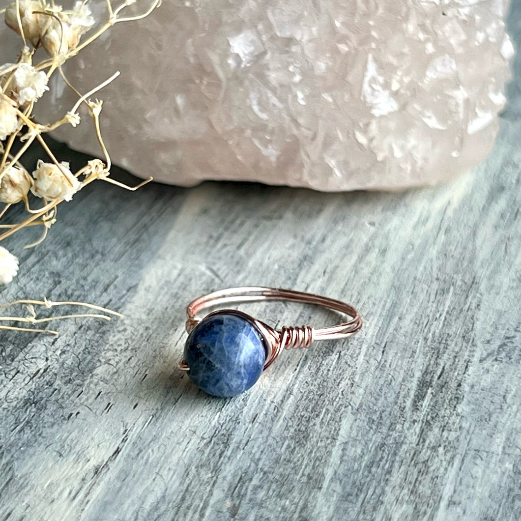 Sodalite Wire Wrapped Ring