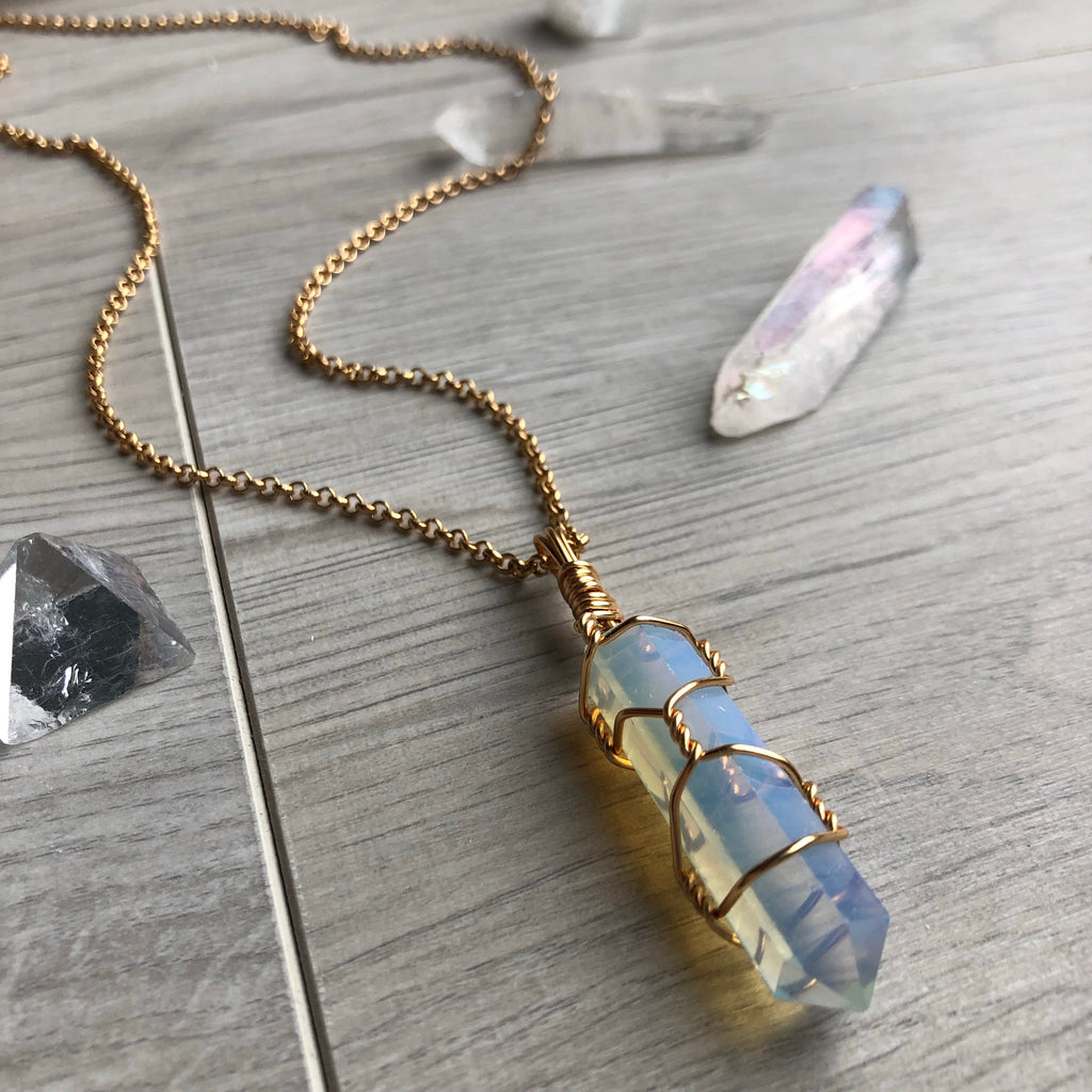 Opalite Wire Wrapped Crystal Necklace – Wholehearted Crystal Creations