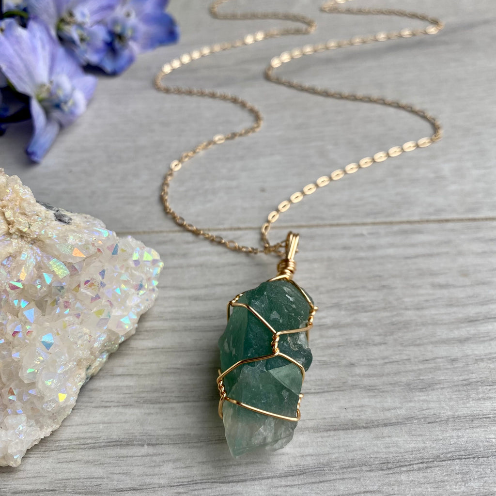 Raw Fluorite Wire Wrapped Crystal Necklace – Wholehearted Crystal Creations