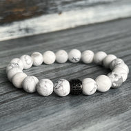 Matte Howlite Bracelet Black Brass Pave CZ Spacer – Wholehearted Crystal Creations