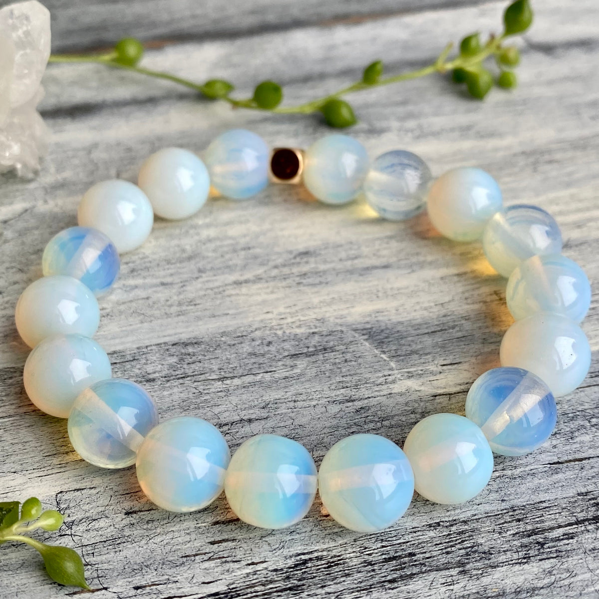 Opalite Rose Gold Spacer Stretch Bracelet – Wholehearted Crystal Creations