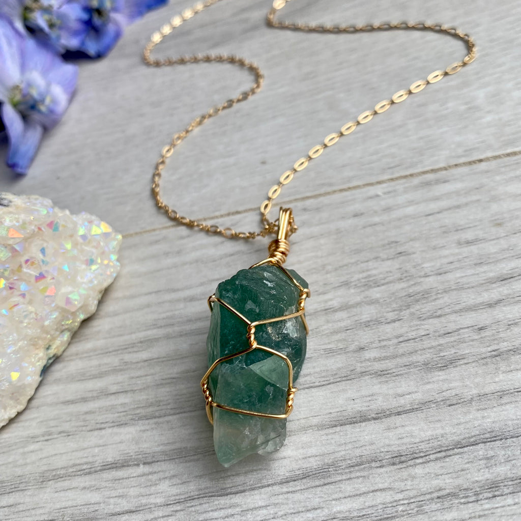 Raw Fluorite Wire Wrapped Crystal Necklace – Wholehearted Crystal Creations