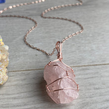 Rose Quartz wire wrapped crystal necklace