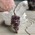 Amethyst cluster wire wrapped crystal necklace on silver chain – Wholehearted Crystal Creations