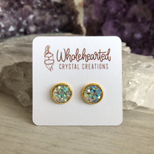 Angel Aura Faux Druzy 10mm gold fantasy stud earrings